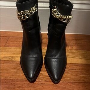 Steve Madden Black Ankle Boots with Gold Chain